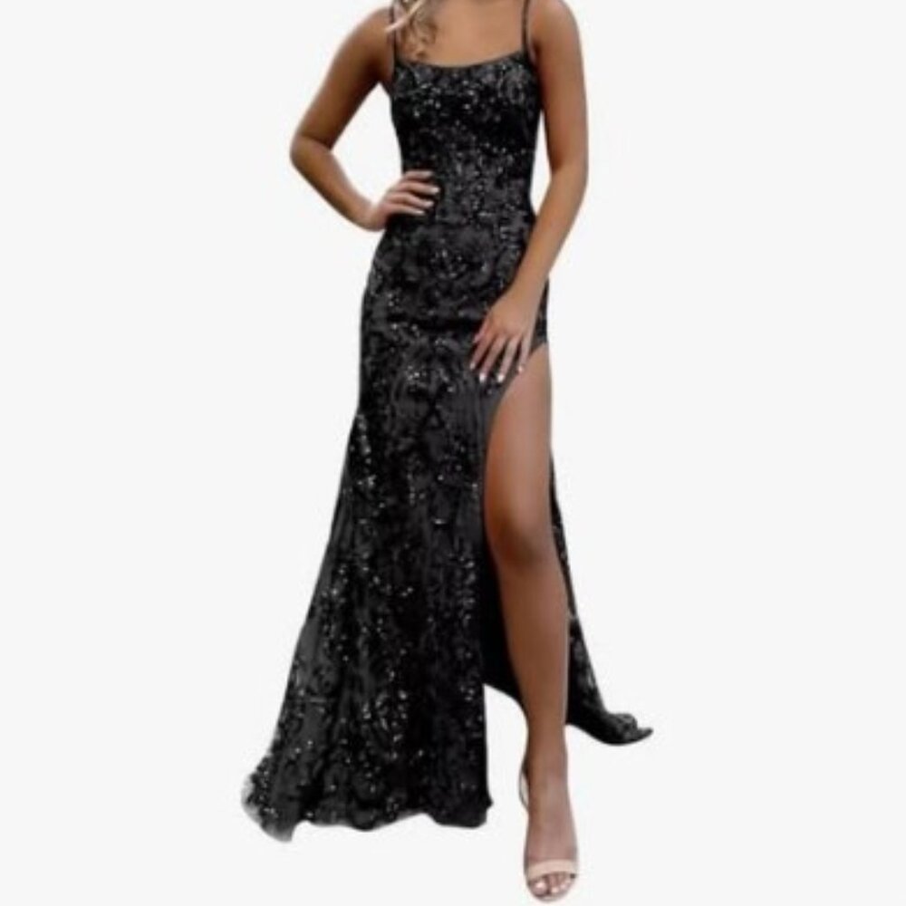 Viccicany Black Sequin Mermaid Style Prom Dress Bodycon Dress Size 0